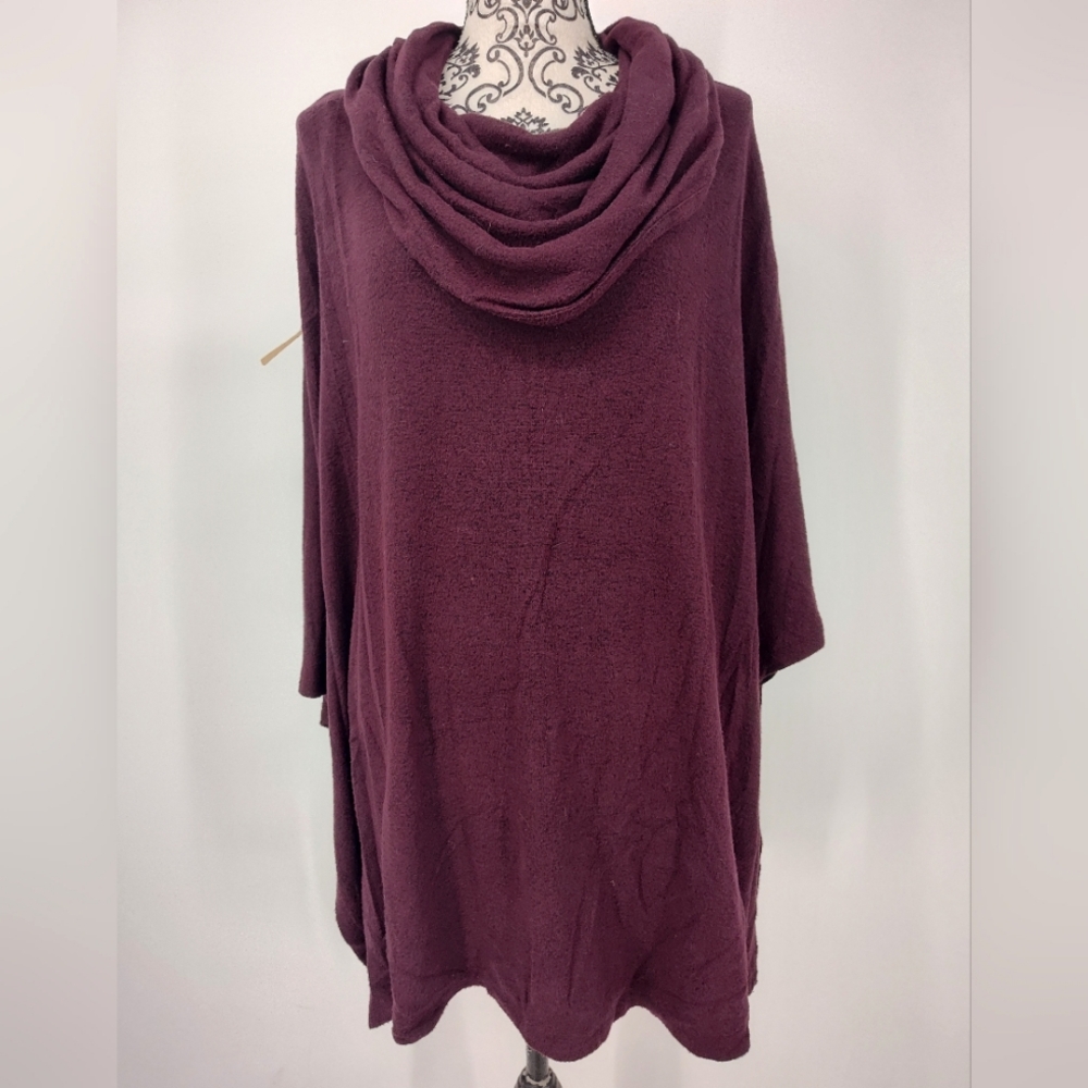 Bit & Bridle Women's Rich Burgundy Cowl Neck Poncho